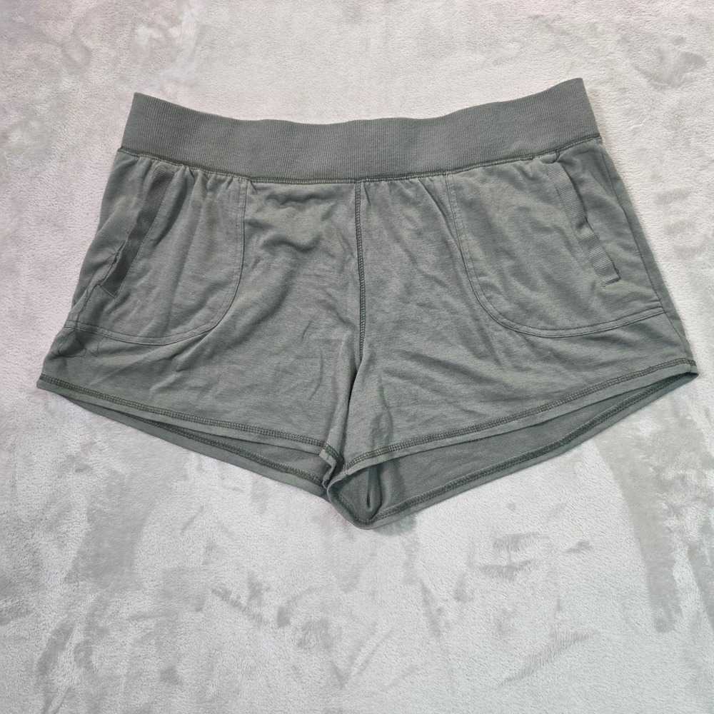 Athletic Works Womens XXL 20 Sage Green Knit Lounge Shorts Pockets Relaxed Fit